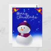 Carte de vœux de Noël avec bonhomme de neige migno (Devant / Derrière)