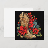 carte de vœux de Noël avec botte de cowboy (Devant / Derrière)