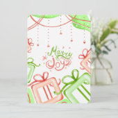 Carte de vœux de Noël avec cadeaux (Debout devant)