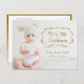 Carte de vœux de Noël avec calligraphie dorée pour (Devant / Derrière)