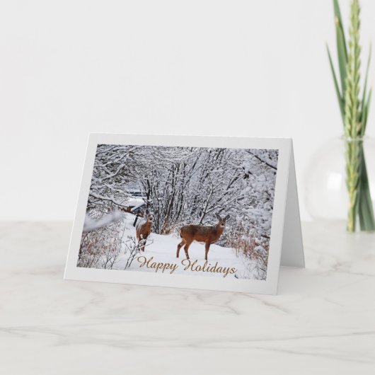 Carte de vœux de Noël avec cerfs dans un paysage h (Devant)