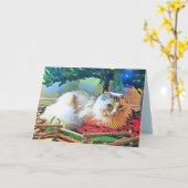 carte de vœux de Noël avec chat (Fleur jaune)