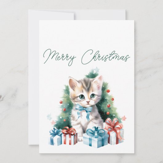 Carte de vœux de Noël avec chaton (Devant)