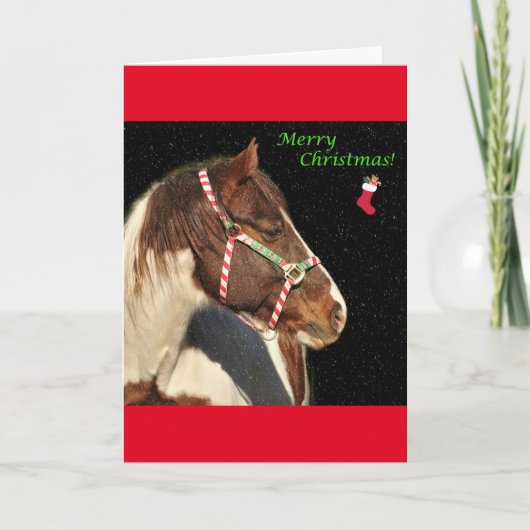 Carte de voeux de Noël avec cheval (Devant)