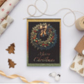 Carte de vœux de Noël avec couronne de Noël et clo