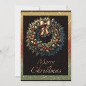 Carte de vœux de Noël avec couronne de Noël et clo (Devant)