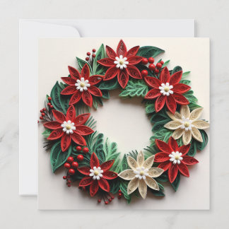 Carte de vœux de Noël avec couronne et plume