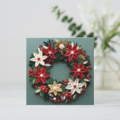 Carte de vœux de Noël avec couronne et plume (Debout devant)