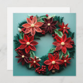 carte de vœux de Noël avec couronne et plume (Devant / Derrière)