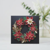 Carte de vœux de Noël avec couronne et plume (Debout devant)