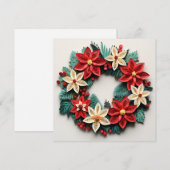 carte de vœux de Noël avec couronne et plume (Devant / Derrière)