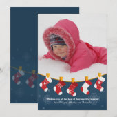 Carte de Vœux de Noël avec des Chaussettes (Devant / Derrière)