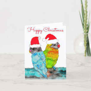 Carte de vœux de Noël avec des inséparables perroq