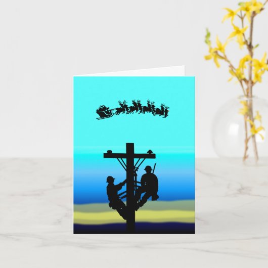 Carte de vœux de Noël avec des monteurs sur un pot (Fleur jaune)