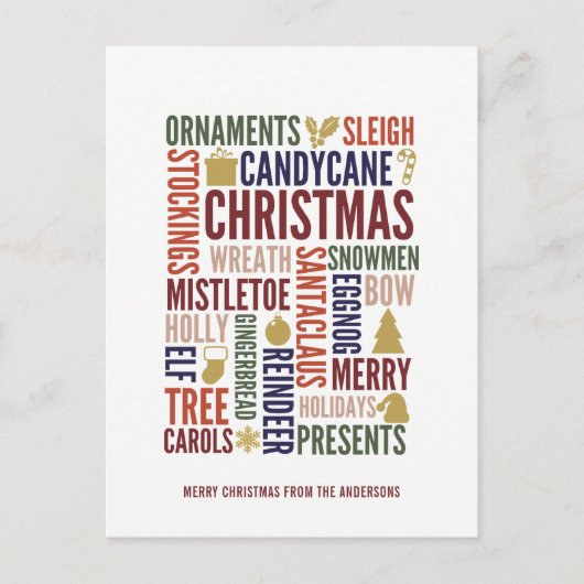Carte de vœux de Noël avec des mots (Devant)