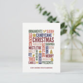 Carte de vœux de Noël avec des mots sur le thème d (Debout devant)