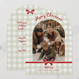 Carte de vœux de Noël avec des nœuds à carreaux so