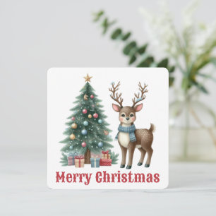 Carte de vœux de Noël avec des rennes mignons