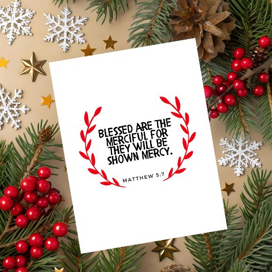 Carte de vœux de Noël avec écriture Matthieu 5:7