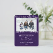 Carte de vœux de Noël avec étoiles violettes pour  (Debout devant)