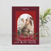 Carte de vœux de Noël avec fleurs rouges modernes  (Debout devant)