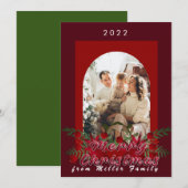 Carte de vœux de Noël avec fleurs rouges modernes  (Devant / Derrière)