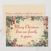 Carte de voeux de Noël avec Holly tree (Devant / Derrière)