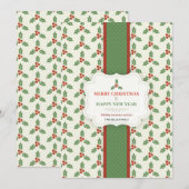 Carte de vœux de Noël avec houx (Devant / Derrière)