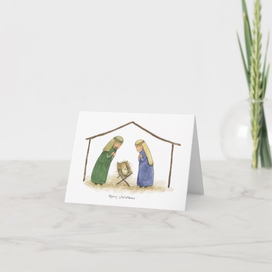 Carte de vœux de Noël avec Jésus bébé, Marie et Jo (Devant)