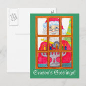 Carte de vœux de Noël avec le Père Noël allumant l (Devant / Derrière)