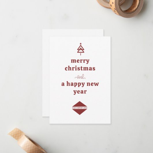 Carte de vœux de Noël avec logo d'entreprise et sa (Devant/Arrière en situation)