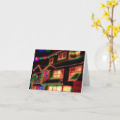 Carte de vœux de Noël avec maison illuminée (Fleur jaune)