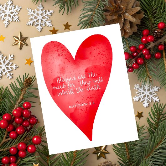 Carte de vœux de Noël avec Matthieu 5:5 Écriture