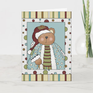 Carte de vœux de Noël avec ours en peluche Santa