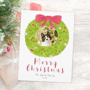 Carte de vœux de Noël avec photo de chat