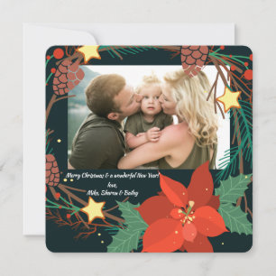 Carte de vœux de Noël avec photo de couronne de No