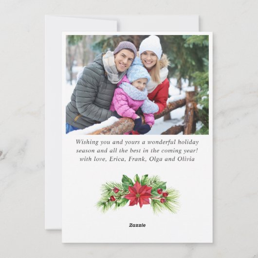 Carte de vœux de Noël avec photo de houx festif 2 (Dos)