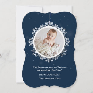 Carte de vœux de Noël avec photo en flocons de nei