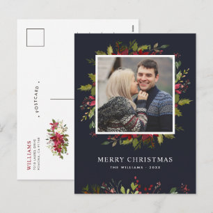 Carte de vœux de Noël avec photo et verdure à l'aq