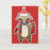 carte de vœux de Noël avec raton laveur (Fleur jaune)