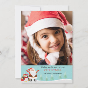 Carte de vœux de Noël avec Santa et manchot
