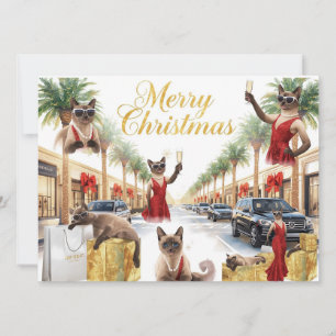 Carte de vœux de Noël avec un chat siamois de Cali