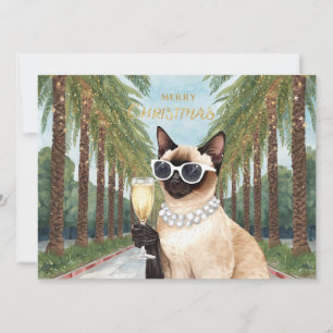 Carte de vœux de Noël avec un chat siamois de Cali