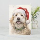 Carte de vœux de Noël avec un chien Père Noël (Debout devant)