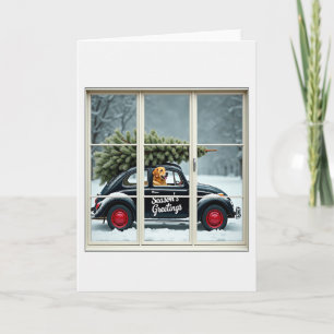 Carte de vœux de Noël avec un coléoptère Volkswage