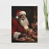 Carte de vœux de Noël avec un Père Noël afro-améri (Devant)
