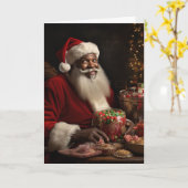 Carte de vœux de Noël avec un Père Noël afro-améri (Fleur jaune)
