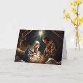 Carte de vœux de Noël bébé Jésus série #2 (Fleur jaune)