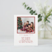 Carte de voeux de Noël beige et rouge (Debout devant)