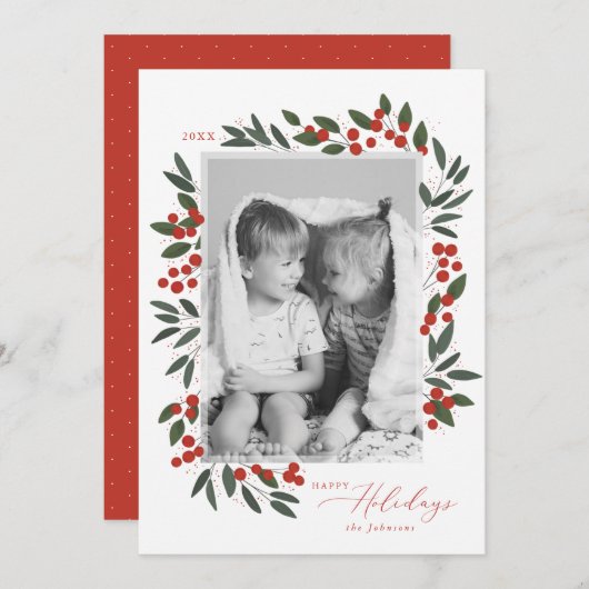 Carte de vœux de Noël Berries (Devant / Derrière)